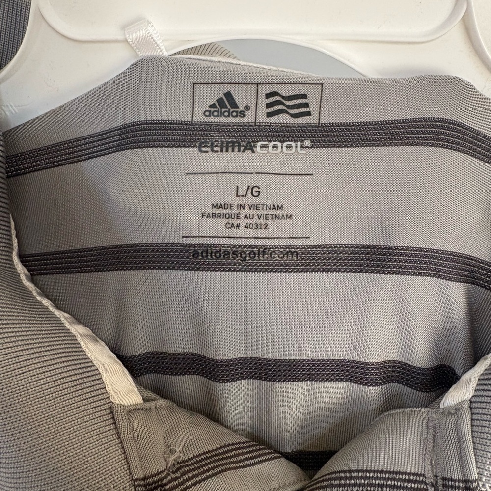 Adidas Gray and Black Striped Polo Shirt - Picture 3 of 3